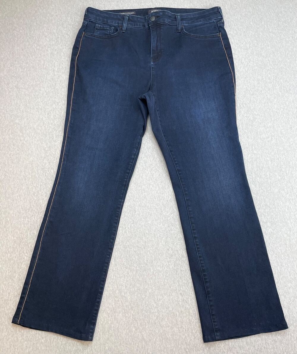 NYDJ Jeans Womens 16 Blue Cotton Blend Stretch Marilyn Straight High-Rise